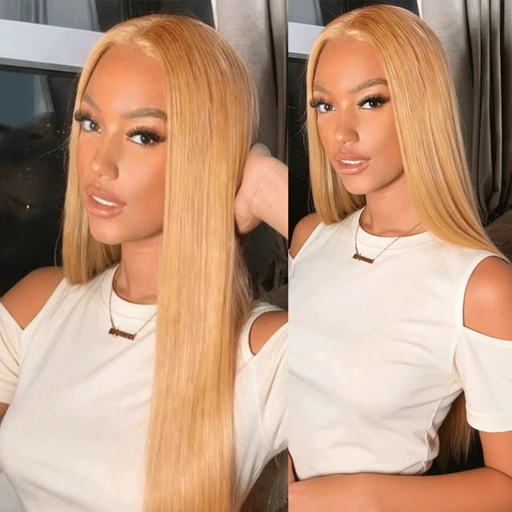 Perruque cheveux humains 100% – Blonde, Bob droite, dentelle frontale, fermeture, perruque brésilienne, cosplay