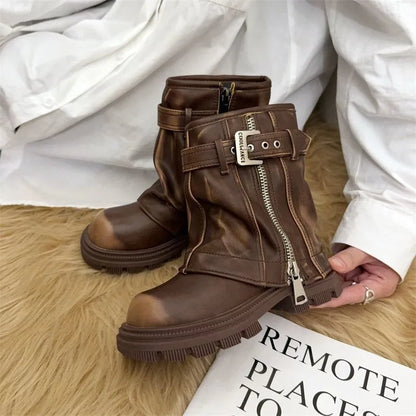 Bottes courtoisie fille﻿– style rétro chevalier, fermeture éclair