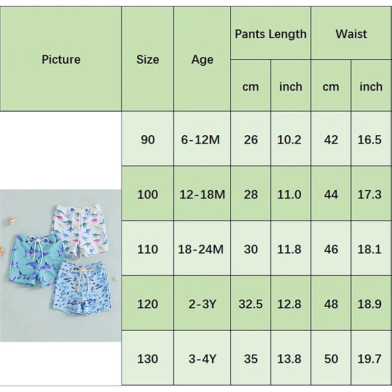 Maillot de bain pour petits garçons de 1 à 4 ans, short imprimé dinosaure/requin