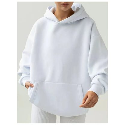 Sweat Femme Décontracté – Pull à Capuche Ample, Manches Longues, Couleur Unie Automne-Hiver