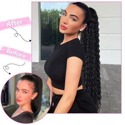 Perruque Synthétique Bouclée 24'' Queue de Cheval Résistante﻿