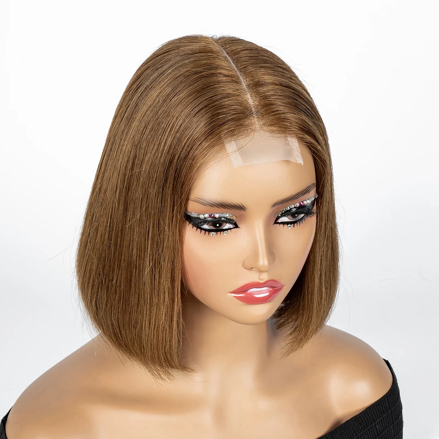 Perruque Bob courte droite colorée – cheveux humains 100%, dentelle 2x6 transparente, densité 250%