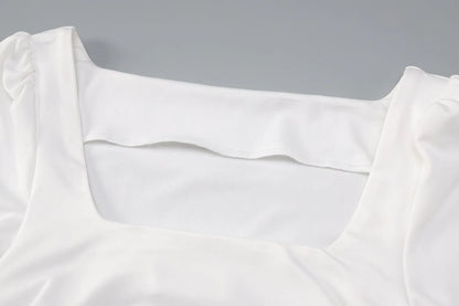 Robe moulante femme – mini, col carré, manches longues, unie, sexy soirée/club