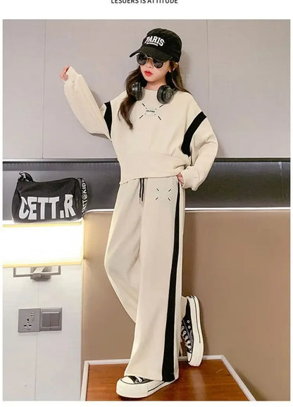 Ensemble bébé fille coréen 2 pièces 4-15 ans, style printemps, tendance oversize .