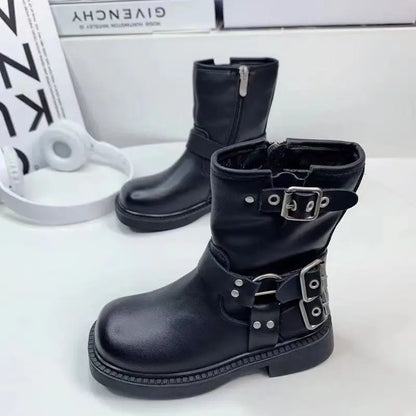 Bottes Courtes Cuir Fille – Semelle Souple, Construction Latérale, Mode Automne Hiver , Chaussures Enfants Confortables et Tendance