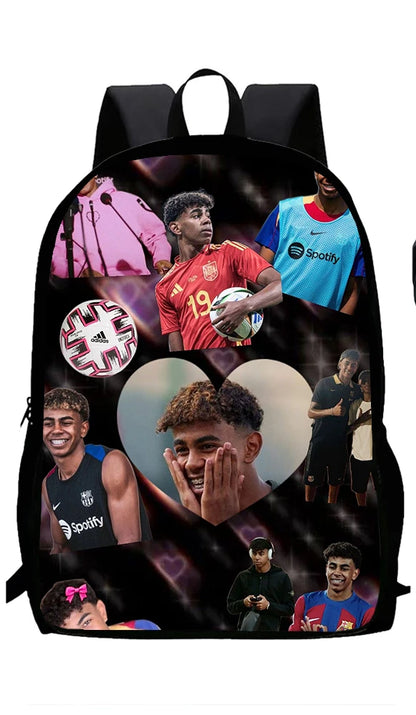 Sac à dos football Lamine Yamal, enfant, 1/3 pièces : sac d’école, sac déjeuner, trousse .