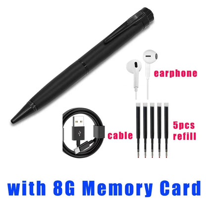 Stylo enregistreur vocal 128 Go portable USB, lecture MP3, pour conférences et cours, avec 5 recharges.