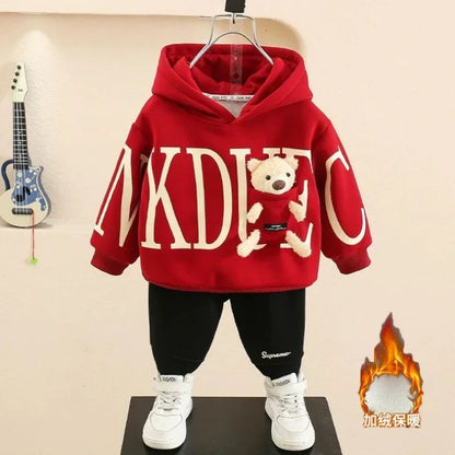 Ensemble 2 pièces garçon﻿– velours, pull, capuche