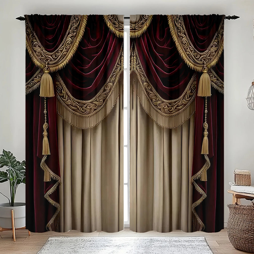 Rideaux décor maison – Imprimé motifs de fond, style festif Noël, anniversaire , saint valentin  chambre et salon