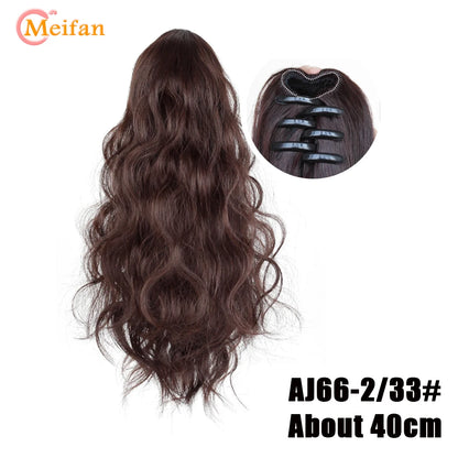 MEIFAN Short Synthetic Ponytail, Natural Claw Clip, Heat Resistant Hair.