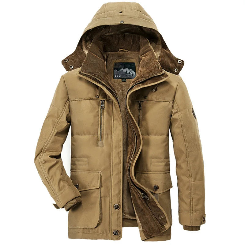 Manteau Hiver Homme 7XL Cargo, Multi-Poches, Doudoune Longue, Capuche, Chaud .