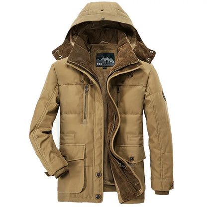 Manteau Hiver Homme 7XL Cargo, Multi-Poches, Doudoune Longue, Capuche, Chaud .