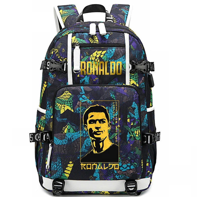 Sac d'école imprimé Ronaldo pour enfants, sac à dos pour étudiant, sac de voyage extérieur.