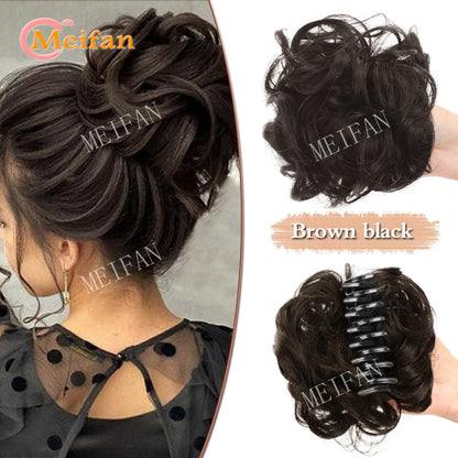 synthetic wavy bun with claw clip,