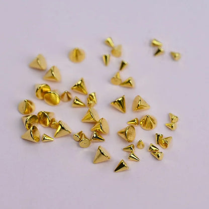 Clous ongles 3D métal – 6 grilles noir & argent, style punk