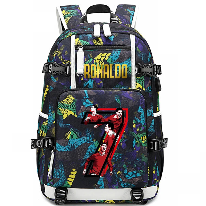 Sac d'école imprimé Ronaldo pour enfants, sac à dos pour étudiant, sac de voyage extérieur.
