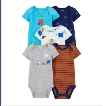 Combinaison bébé été coton, 5 pièces, dessins animés