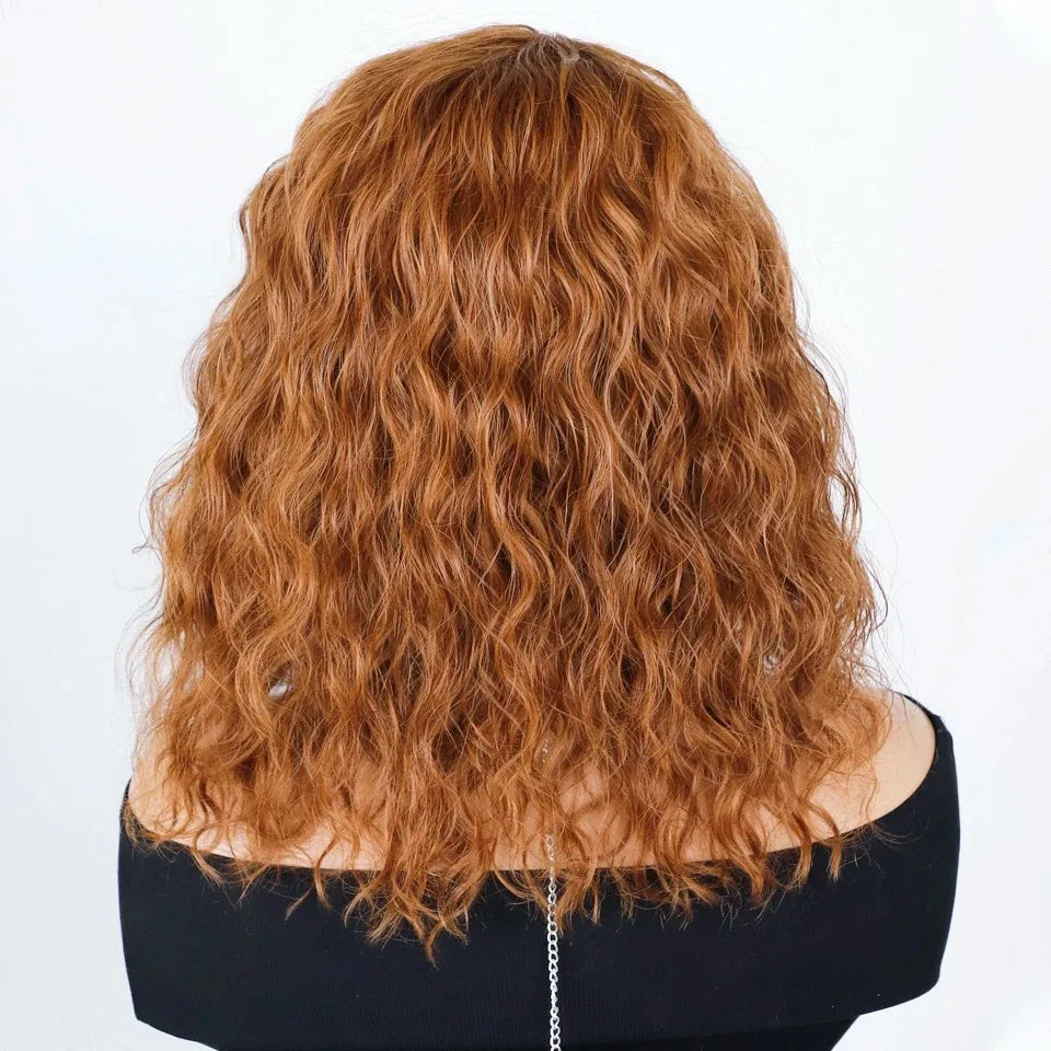Perruque Cheveux Humains 100% Naturels, Coupe Lutin Courte Brun, Multi Séparation .