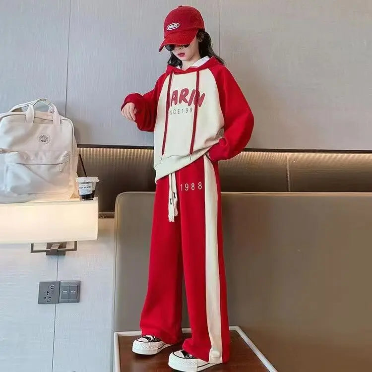 Ensemble bébé fille coréen 2 pièces 4-15 ans, style printemps, tendance oversize .