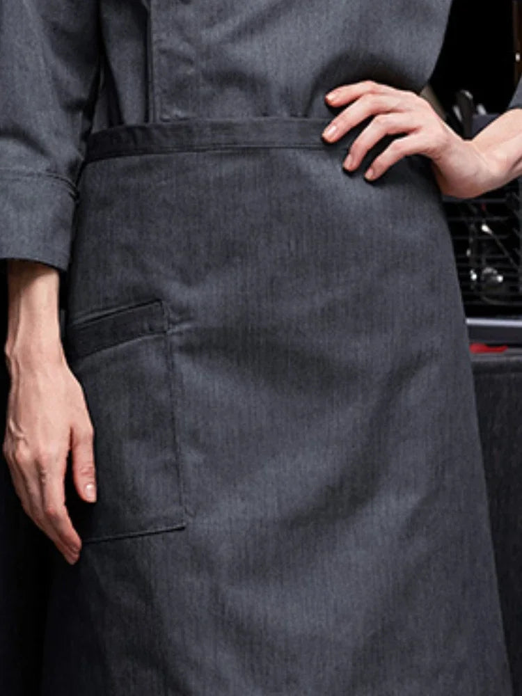 Uniforme Chef Hôtel Homme – Veste de Chef, Tablier à Manches Longues, Manteau de Cuisinier Restaurant, T-shirt Tenue Professionnelle, Uniforme Serveur, Vêtement de Travail