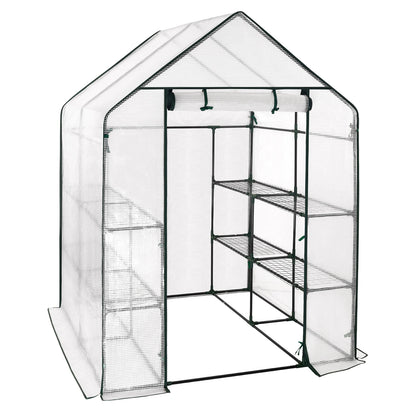 Serre de tomate en polyéthylène 143x143x195 cm semi-transparente étanche avec cadre acier, protection jardin et maison