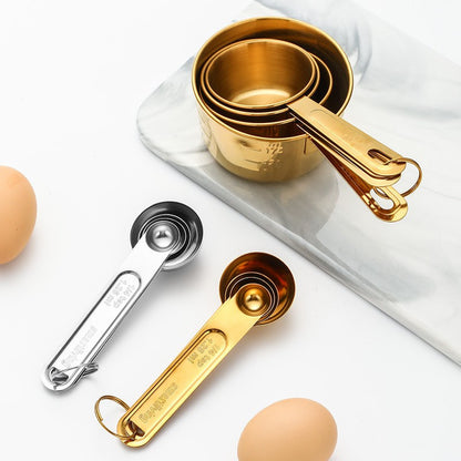 8pcs Set Cuillère et Tasse à Mesurer Dorés .
