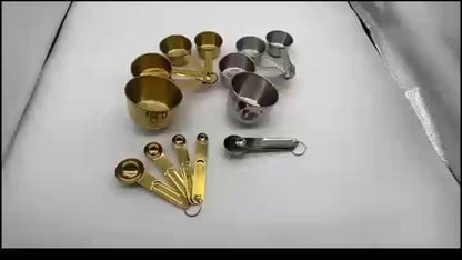 8pcs Set Cuillère et Tasse à Mesurer Dorés .