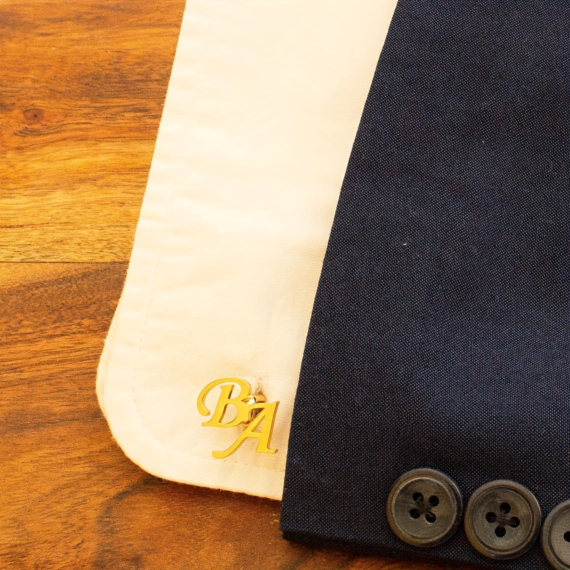 Boutons de Manchette Acier Inox Personnalisés 2 Lettres – Cadeau Homme .