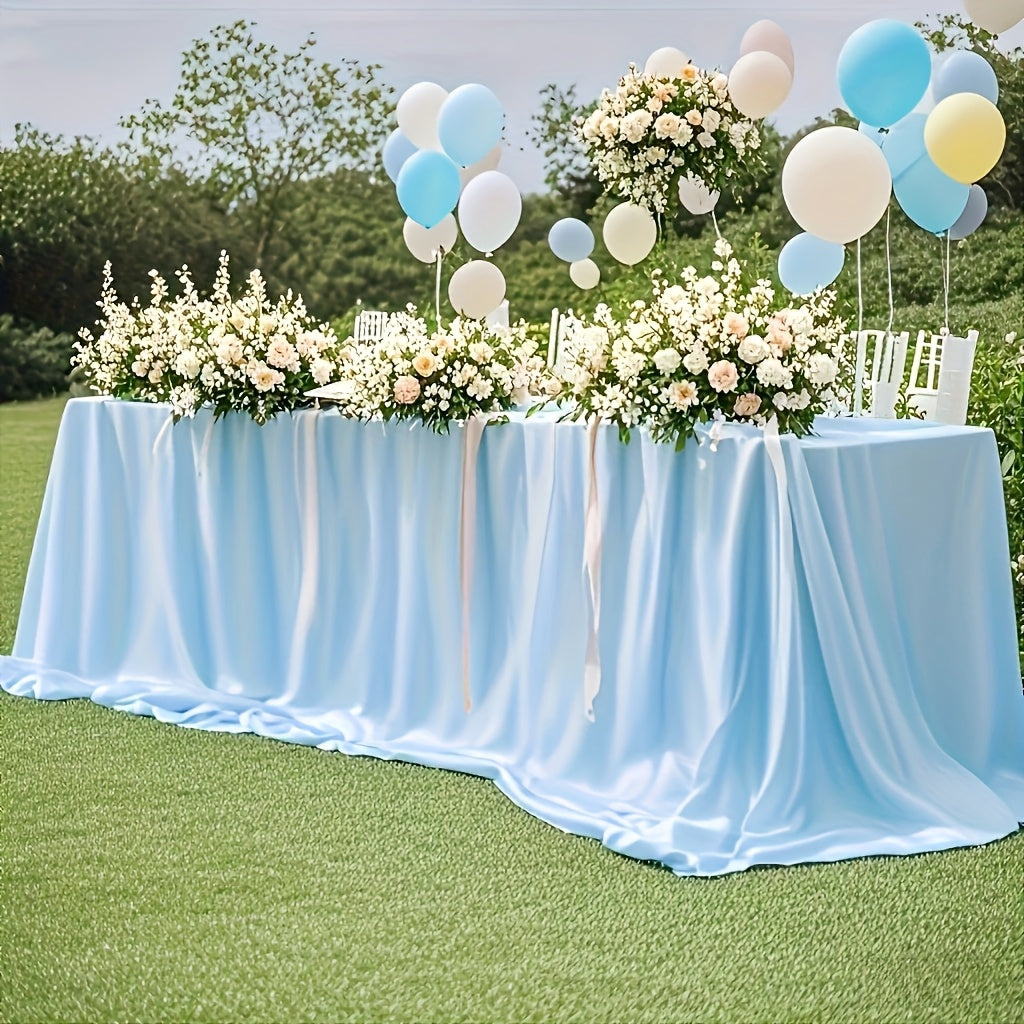 Rectangular Gold Satin Tablecloth – Elegant for Weddings and Events.