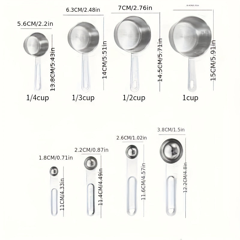 8pcs Set Cuillère et Tasse à Mesurer Dorés .