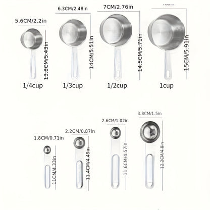 8pcs Set Cuillère et Tasse à Mesurer Dorés .