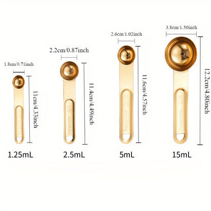 8pcs Set Cuillère et Tasse à Mesurer Dorés .
