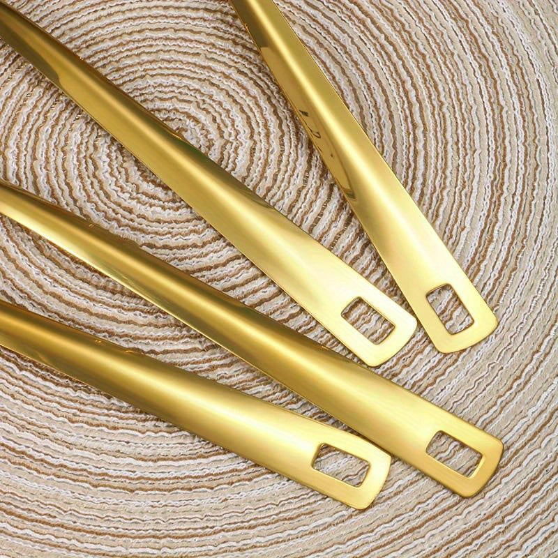 6pcs Set Ustensiles Cuisine Inox Doré – Louche, Passoire et Spatule .